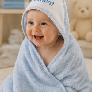 Cape de bain + bavoir (bleu)
